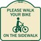 Signmission Pavement Stencil Please Walk Your Bike on Sidewalk Heavy-Gauge Alum Sign, 18" x 18", TG-1818-23338 A-DES-TG-1818-23338 - alternate 1
